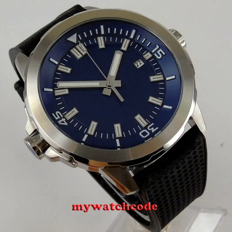 45 мм CORGUET синий циферблат зеленый знак Дата две короны автоматический механизм