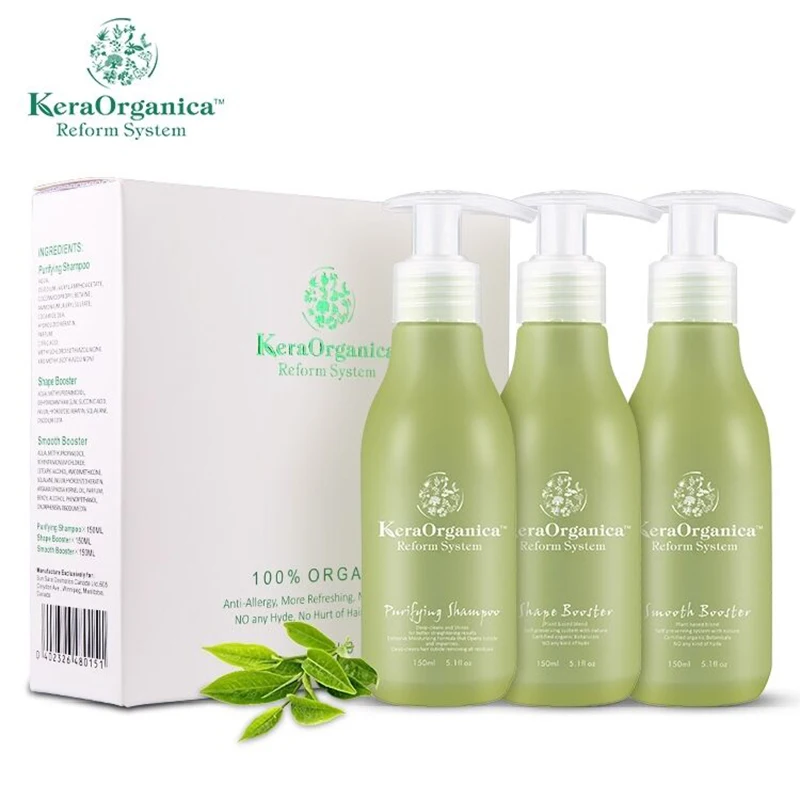 

For Hair Keratin Hair Treatment Natural Organica Smell Shape Keratin+150ml Smooth Booster Hydrolyzed Keratin Purifying Shampoo