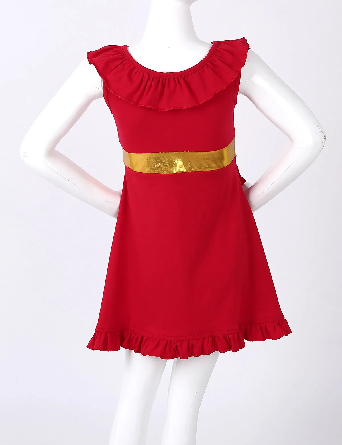 Одежда для маленьких девочек летнее красное платье без рукавов с оборками