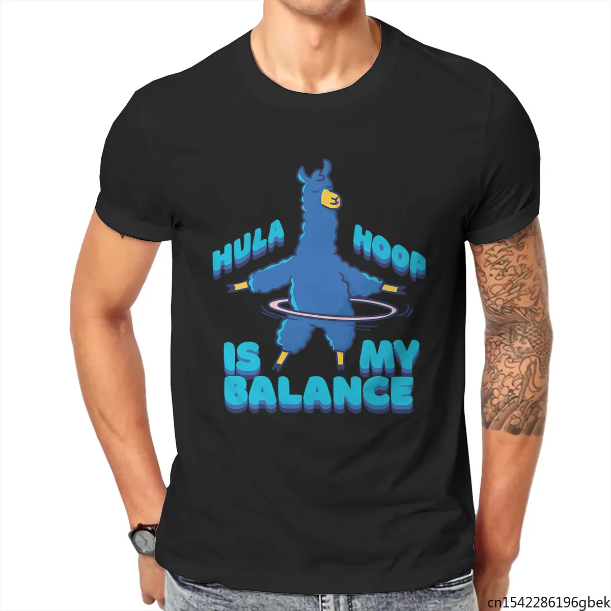 Hula Hoop Is My Balance Funny Llama Men's T-Shirt
