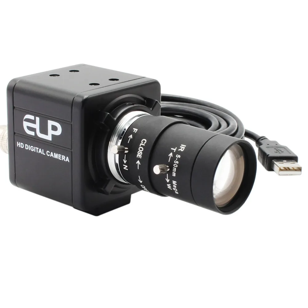 ELP Высокоскоростная 3840x2160 Mjpeg 30fps 4K Камера видеонаблюдения CCTV Security USB Webcam с ручным зумом и переменнофокусным объективом для ноутбука ПК.