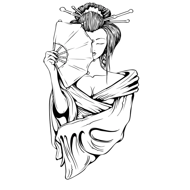 Наклейка на стену для салона красоты девушка гейши Виниловая наклейка Постер