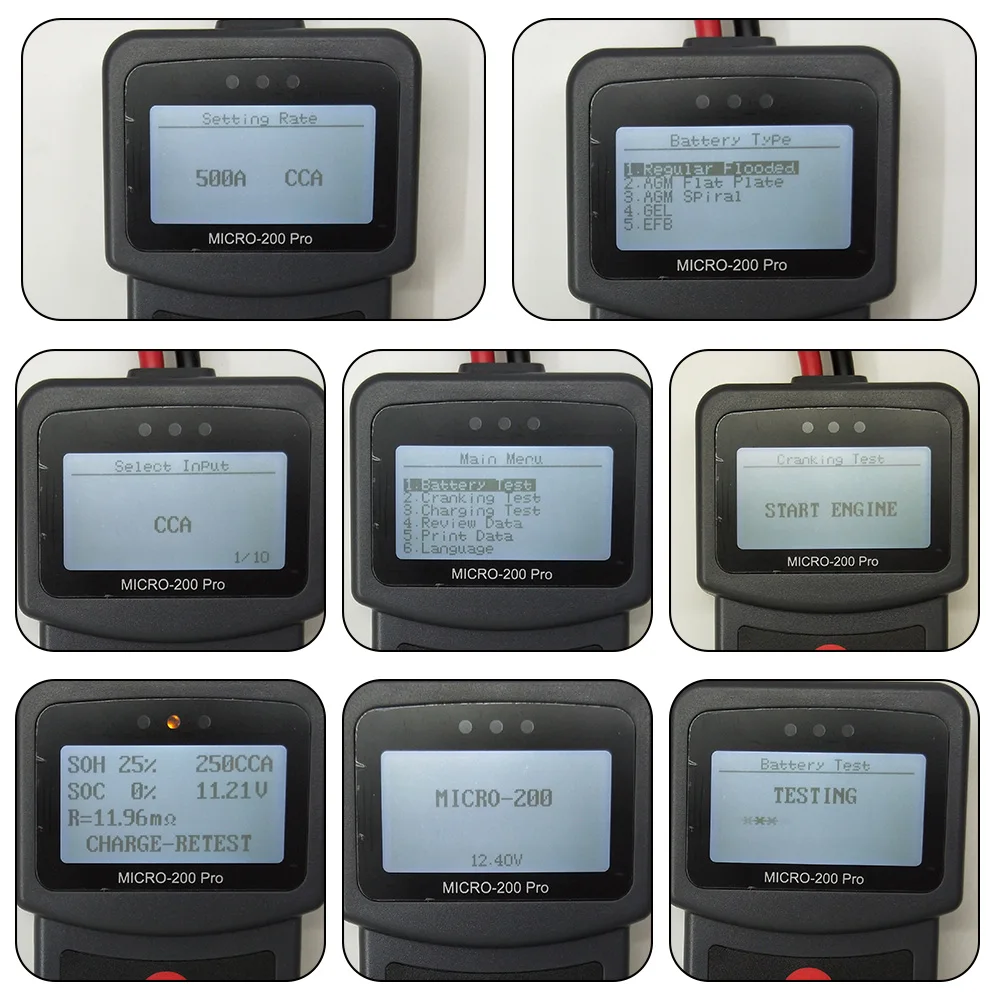 MICRO 200 автомобиля gppro Батарея Тестер 12V 24V свинцово кислотный гель Системы