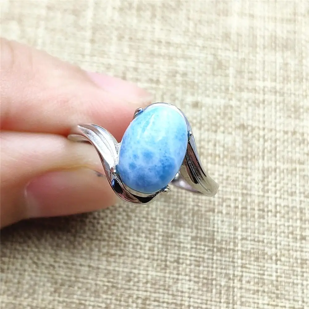 Лучшее натуральное голубое кольцо с ларимаром из стерлингового серебра 925 пробы