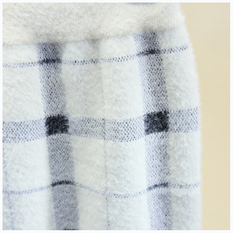 MUMUZI Женские Вязаные норковые юбки с мехом Осень-зима Толстая Теплая юбка средней