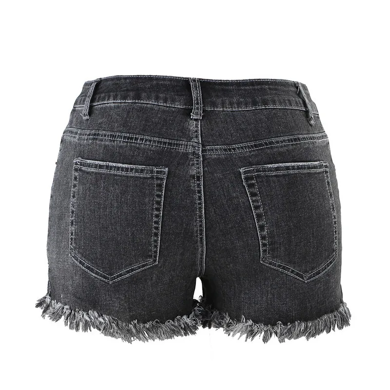 

Sexy Short Jeans 2020 Summer Mid Waists Tassel Hole Denim Women's Shorts Cowboy Short Pants Ripped Jeans For Women