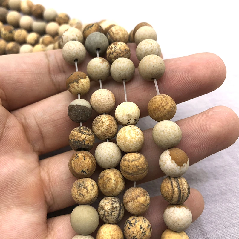 Бусины Из Натурального матового гладкого полированного камня с рисунком для