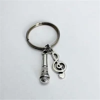 charm keychain with microphone and treble clef creative gift for music teacher music lover gift bag charm fashion accessory