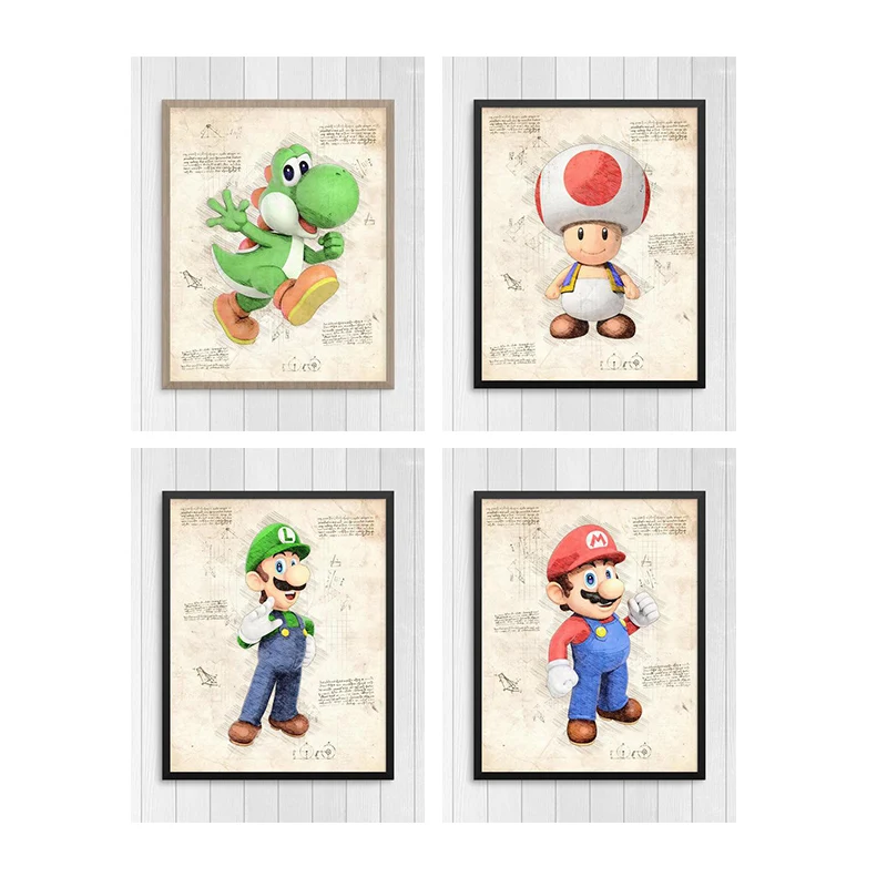 

Super Mario Poster Cartoon Game Character Wall Art Picture Frameless Canvas Painting Mural Child Bedroom Home Decoration