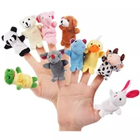 10pcs christmas birthday gift cute cartoon biological animal finger puppet plush toys child baby favor dolls toys for children