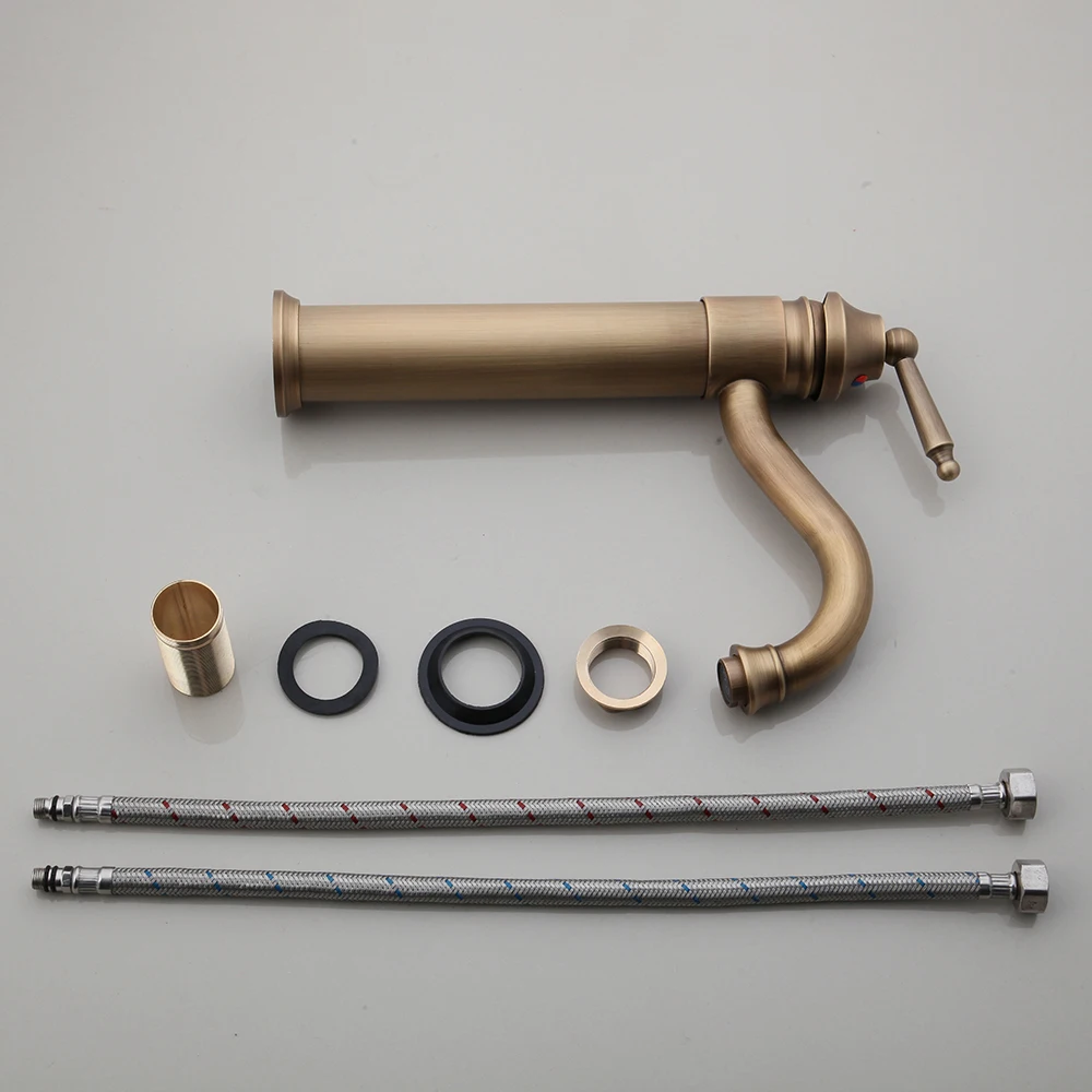 KEMAIDI Antique Brass Faucet Stream Spout Tap Bathroom Basin 360 Swivel Solid Hot &amp Cold Water Mixer Vanity Sink | Обустройство