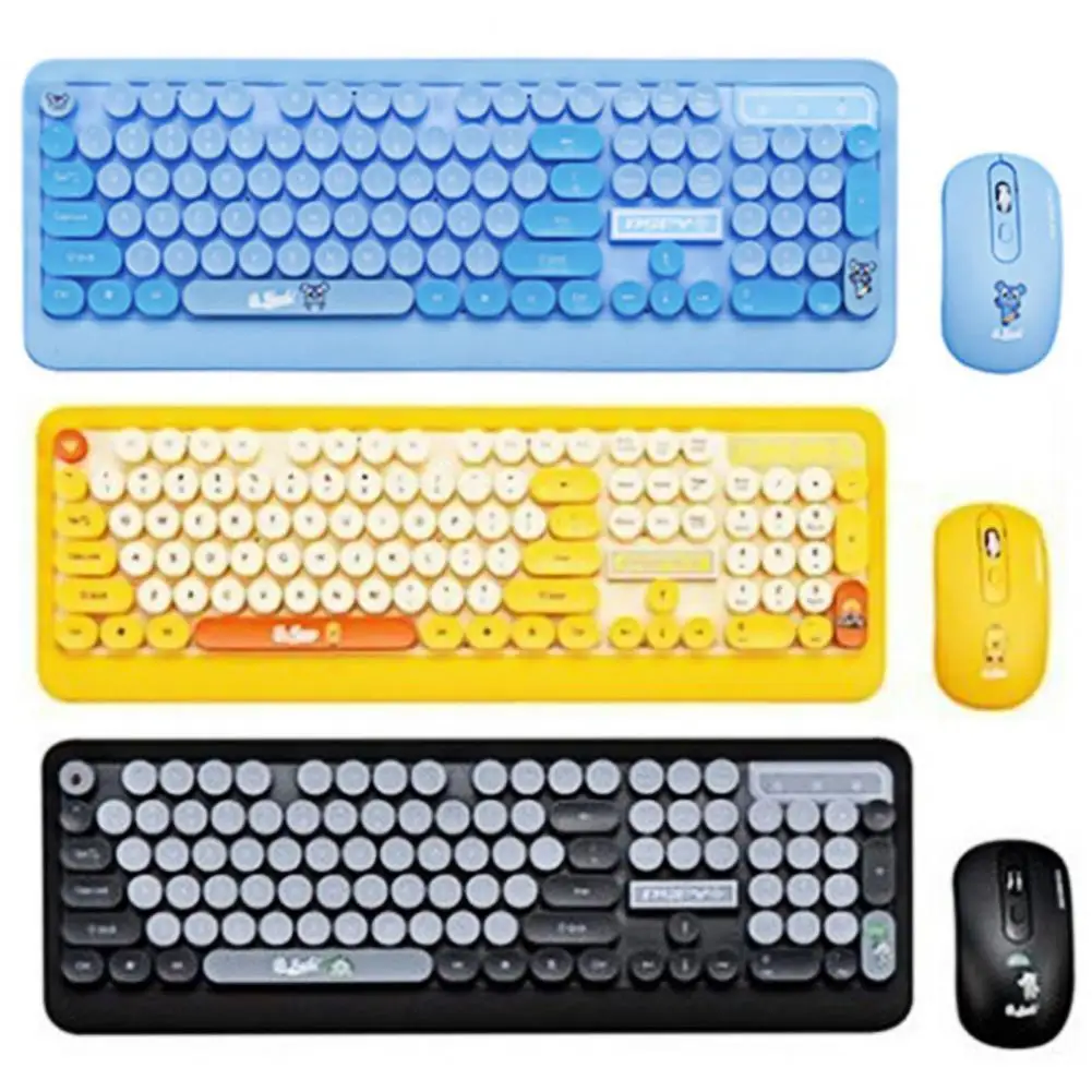 

K68 Universal Convenient Cartoon Waterproof Portable USB Optical Wireless Keyboard Mouse Kit for Notebook Best Gift
