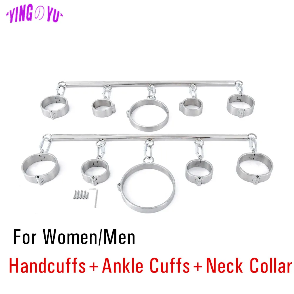 

Erotic Slave BDSM Equipment Bondage Gear Sex Toys Women Couples Restraints Handcuff Neck Ankle Cuffs Open Leg Metal Spreader Bar
