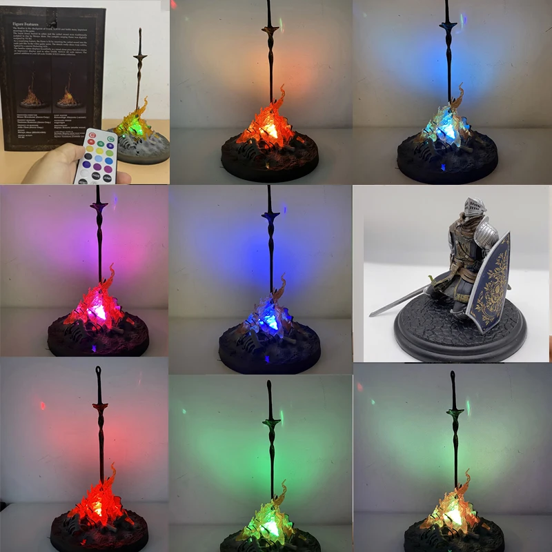 

Dark Souls Bonfire Led Light Figure Black Faraam Knight Action Figure Collectible Toy Light Up Statue Figure Gift