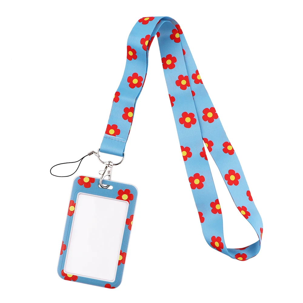 

JF300 Small Red Flower Woman Neck Strap for key ID Card Gym Phone USB Badge Holder DIY Hanging Rope Lanyard