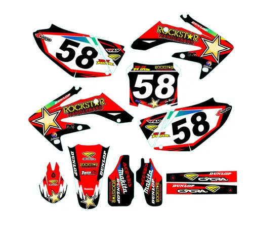 as show Сток заказной номер блеск команда графика и фоны Наклейка для Honda CRF250R CRF250 2008 2009 CRF 250R CRF 250 R - Цвет: as show