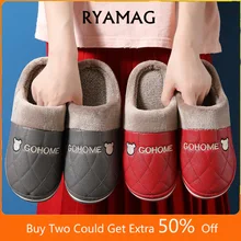 ZUZI Zapatillas de algodón antideslizantes para hombre y mujer, pantuflas impermeables de superficie PU, calidez en el hogar, nuevo estilo, Otoño e Invierno (1)