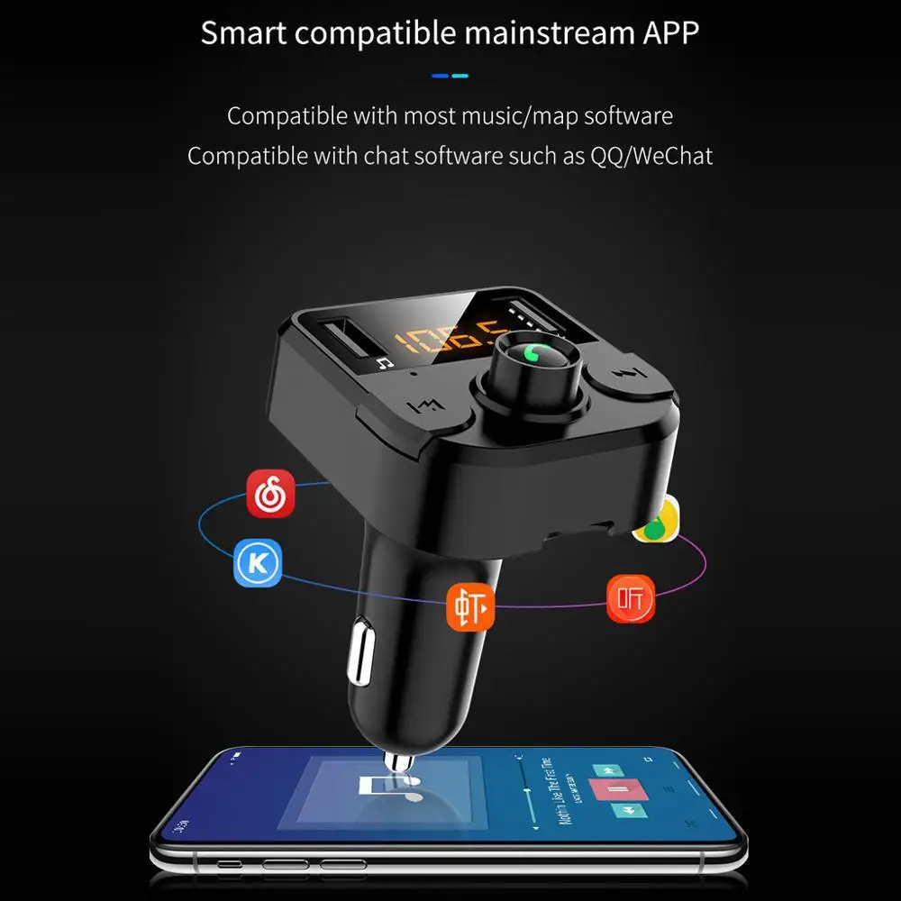 12-24V Bluetooth 5 0 автомобильный комплект MP3-плеер fm-передатчик с двойным USB громкой