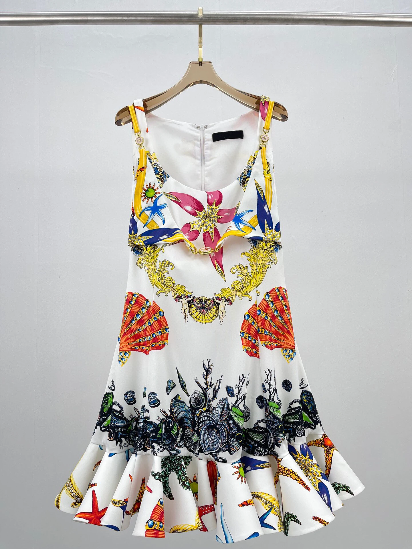 

Женское модельное платье из натурального шелка, дизайнерское винтажное пляжное платье мини без рукавов с оборками, лето 100%