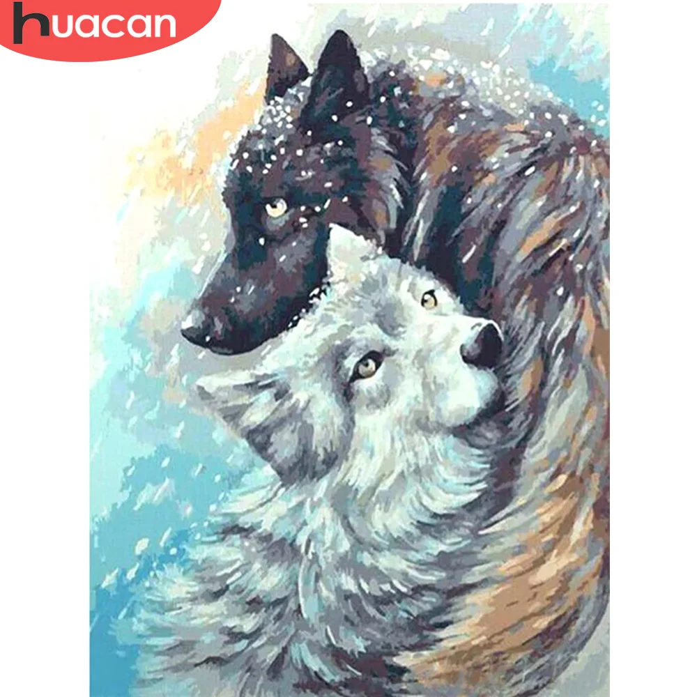 

HUACAN 5D DIY алмазная живопись набор полная дрель волк Алмазная вышивка Бриллиантовая мозаика с животным крестиком украшение для дома