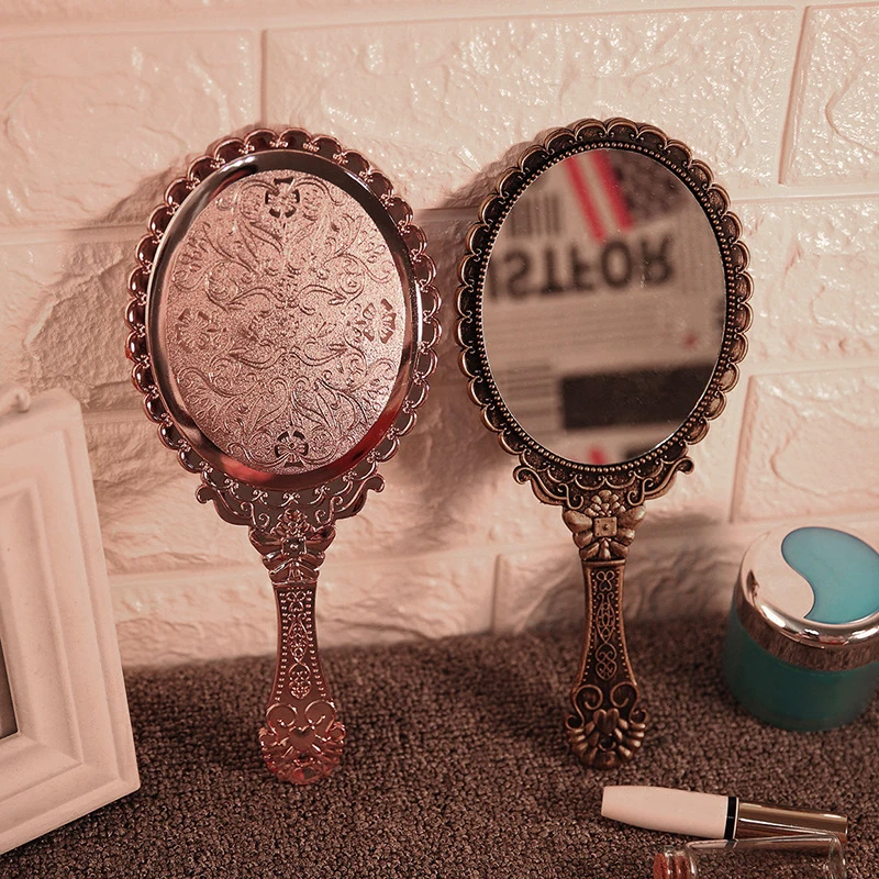 

Vintage Carved Handheld Vanity Mirror Makeup Mirror Cosmetic Compact Mirror For Women