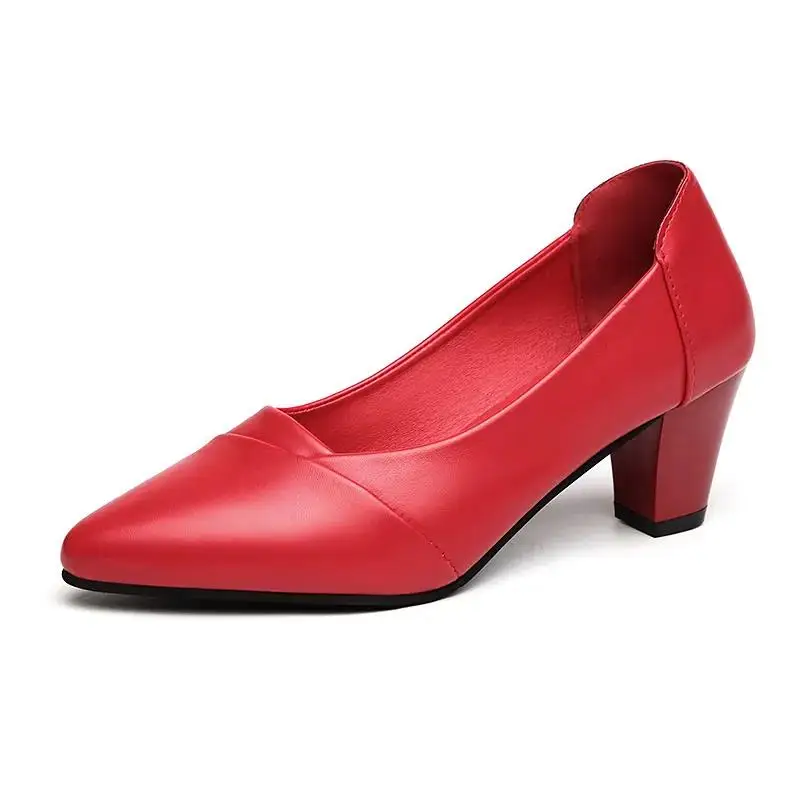 

Женские повседневные высококачественные черные туфли-лодочки из искусственной кожи вечерние застежек на устойчивом каблуке, женские черн...