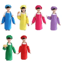 12 piece childrens chef hat apron set boy and girl apron children adjustable cotton apron kitchen apron belt