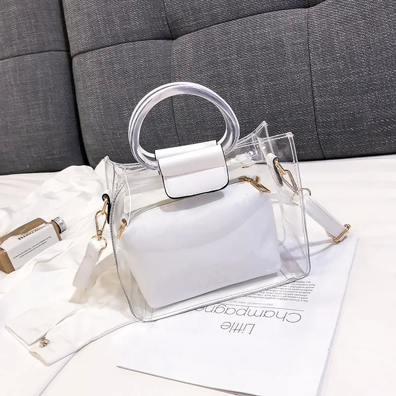 

2019 Women's Luxury Transparent Shoulder Bag Trend Travel Hot Sale Female Composite Bags Fashion Multifuction Girls bag ZX-088.