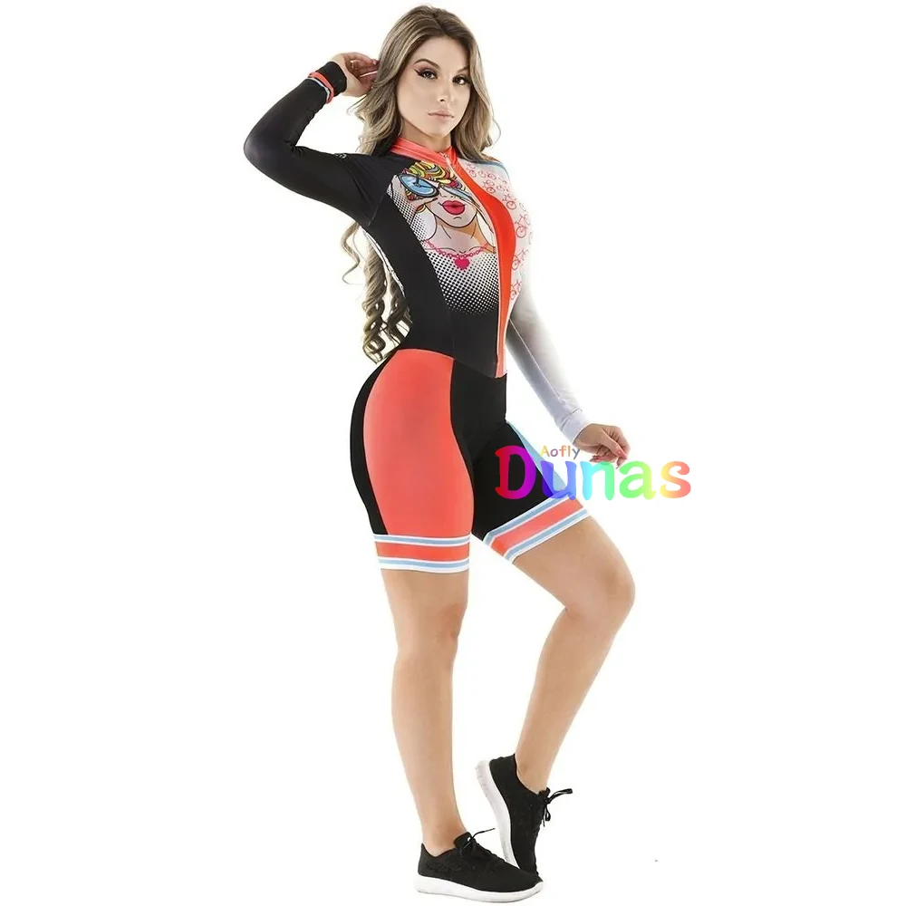 

Dunas Cycling Overalls For Women's Long Sleeve Cycling Monkey Clothing Accessories Summer Bicycle Suit Bike Skinsuit Pro Team