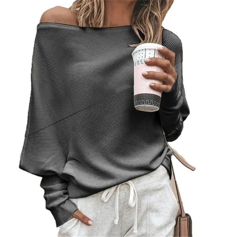 Blouse Women Long Sleeve Off Shoulder Shirt Casual Loose Tee Top Streetwear Plus Size roupas feminina |