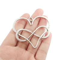 5pcs tibetan silver large hollow love with 8 word heart connector pendant necklace for jewelry making diy findings craft 5950mm