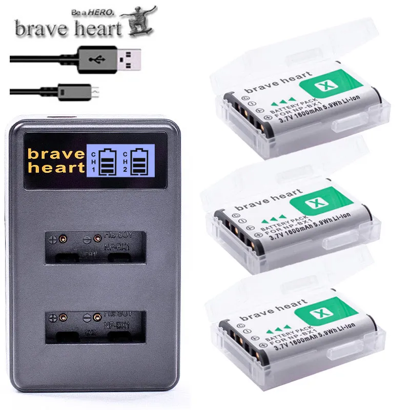 charger and 3battery 6x bateria NPBX1 NP-BX1 NP BX1 Battery Packs+ Dual USB Charger for Sony DSC RX1 RX100 AS100V M3 M2 HX300 HX400 HX50 HX60 GWP88 - Цвет: charger and 3battery
