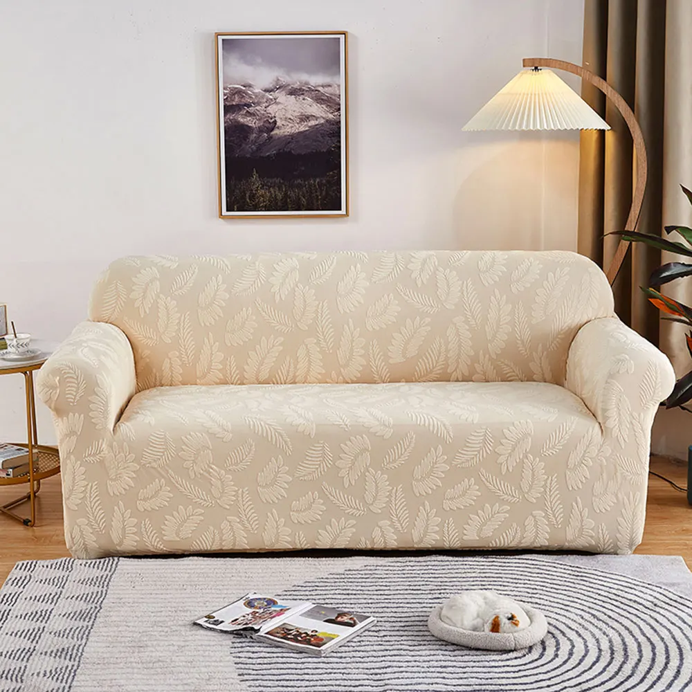 

Svetanya Jacquard Thick Sofa Cover Solid Color Slipcovers Spandex Stretch Couch Case