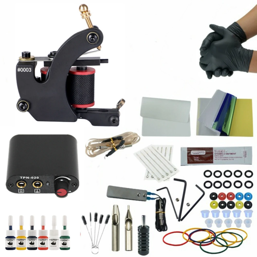 Полный комплект для тату-машинки ротационный набор 8 Катушек оберточная машинка