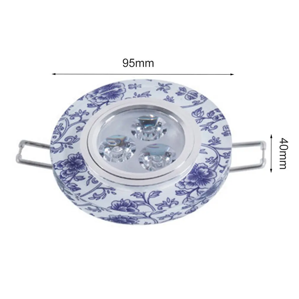 

3W LED Ceiling Lamp Blue Floral Print Crystal Shell Home Lighting Lamp Office Decoration Light Modern Bedroom Livingroom Lamp