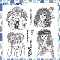 azsg happy girls clear stampsseals for diy scrapbookingcard makingalbum decorative silicone stamp crafts