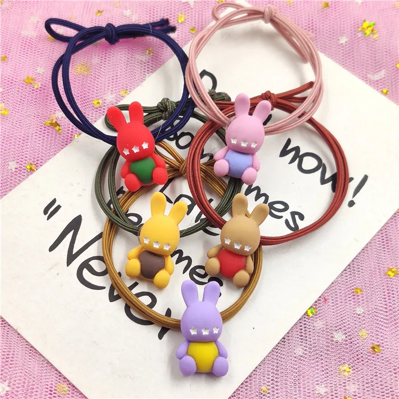 

10PCS/LOT Lovely Cartoon Rabbit Elastic Hair Bands Toys For Girls 5CM Handmade Creative Scrunchy Kids Hair Accessories For Women