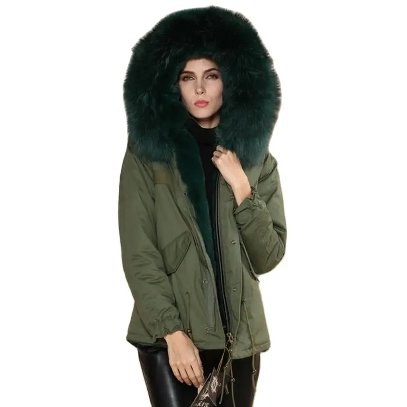 2017 Warm army green real collar fur coat winter large deep Mrs parka cheap jacket supplier women | Женская одежда