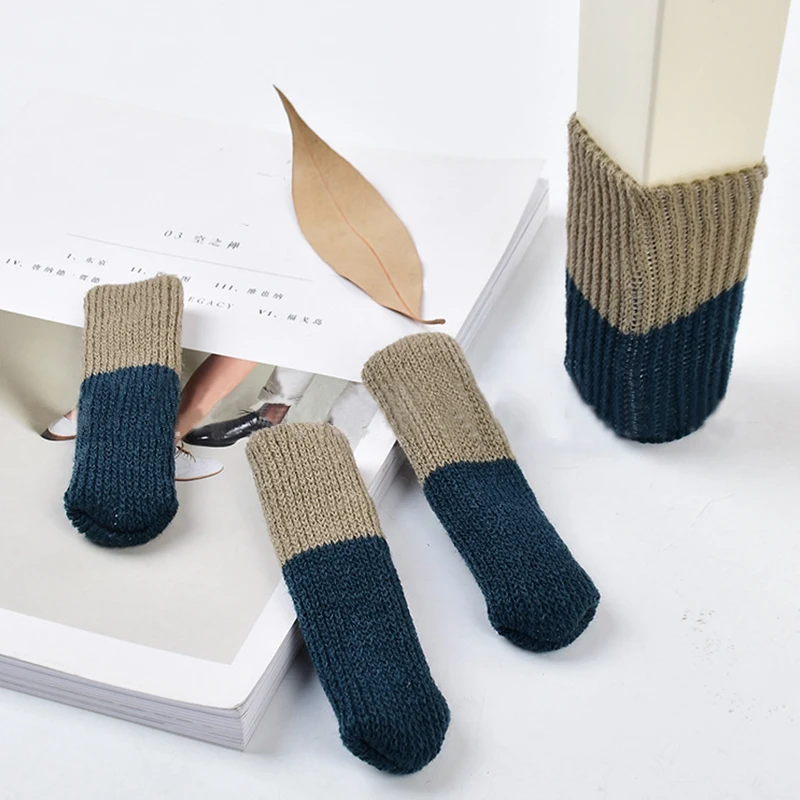 

4pcs Anti-slip Chair Leg Socks Floor Protection Knitting Socks Table Foot For Furniture Feet Side Table Chair Foot Socks