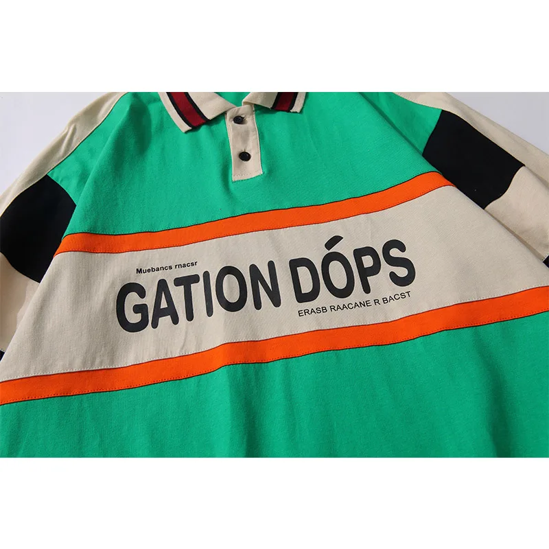 

Patchwork Polo Shirt Men Casual Letter Print Short Sleeve Tee Male Summer Fashion Harajuku Streetwear Polo Shirt Colthing Couple