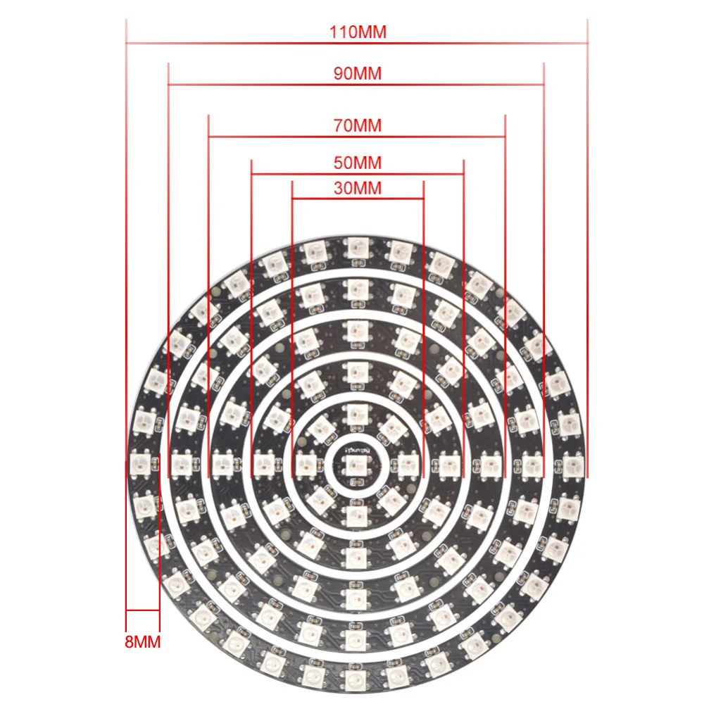 Цветная(RGB светодиодный кольцо 1, 3, 4, 7, 8, 12 лет, 16 24 32 бита светодиодный s WS2812 5050 RGB светодиодный кольцевая лампа светильник RGB led со встроенным драйверы для Arduino Diy Kit