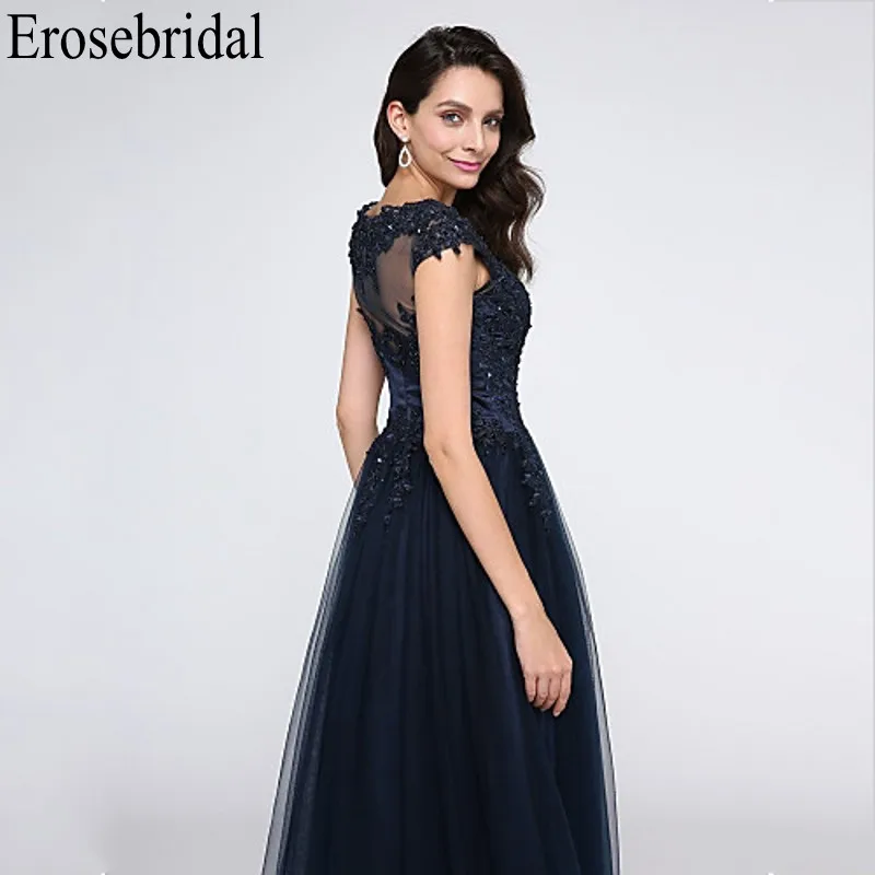 Erosebridal кружевное вечернее платье длинное V образным вырезом дизайн простой Бисероплетение элегантные платья для вечеринки вечерний халат Soiree молния сзади
