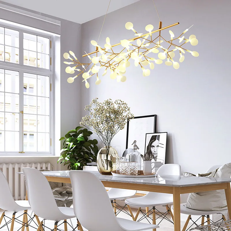 

Nordic Firefly LED Chandeliers Romantic Stylish Tree Branch Light Creative Designer Art Home Hallway Bedroom Hanging Lights