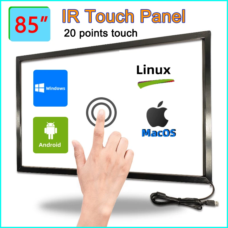 

HaiTouchs 85 Inch IR Touch Screen Panel without Glass Infrared Multi Touch Panel Overlay Kit 85" Real 20 Points IR Touch Frame