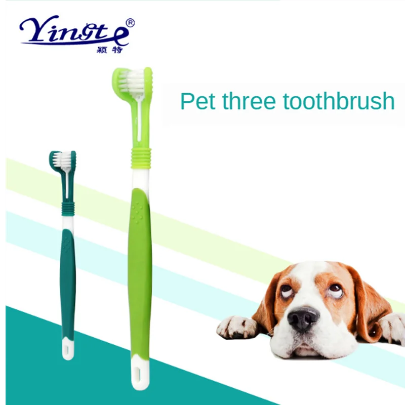 

Pet Supplies Pet Toothbrush Three-Head Toothbrush Multi-Angle Brushing Teeth Cleaning To Remove Bad Breath Dog Toothbrush Cat To