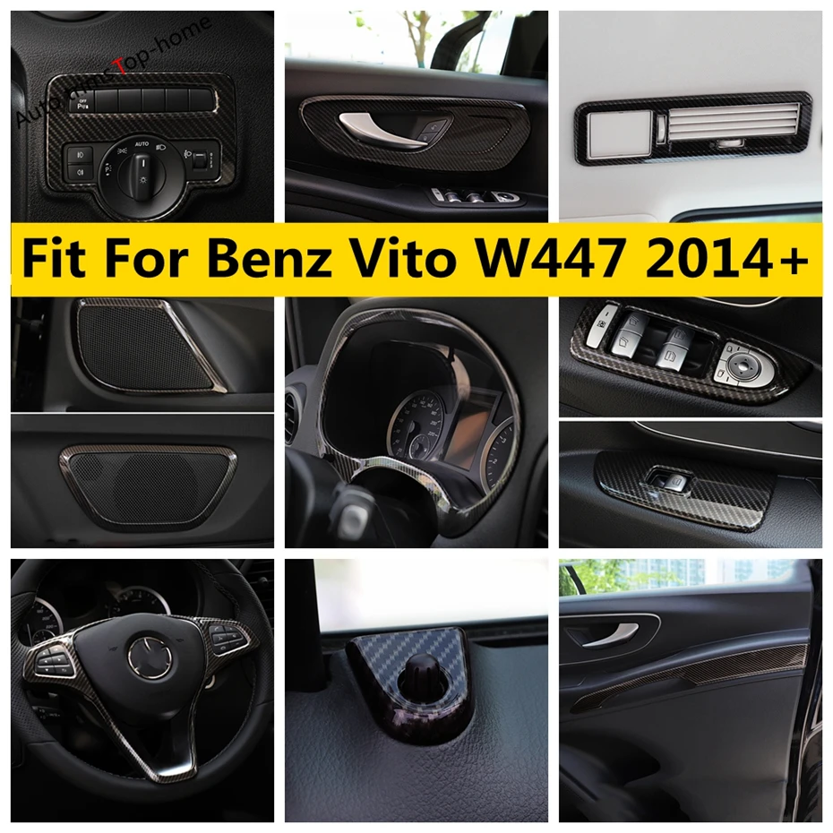 

Dashboard AC Air Window Lift Door Lock Speaker Gear Cover Trim Carbon Fiber Accessories For Mercedes-Benz Vito W447 2014 - 2021