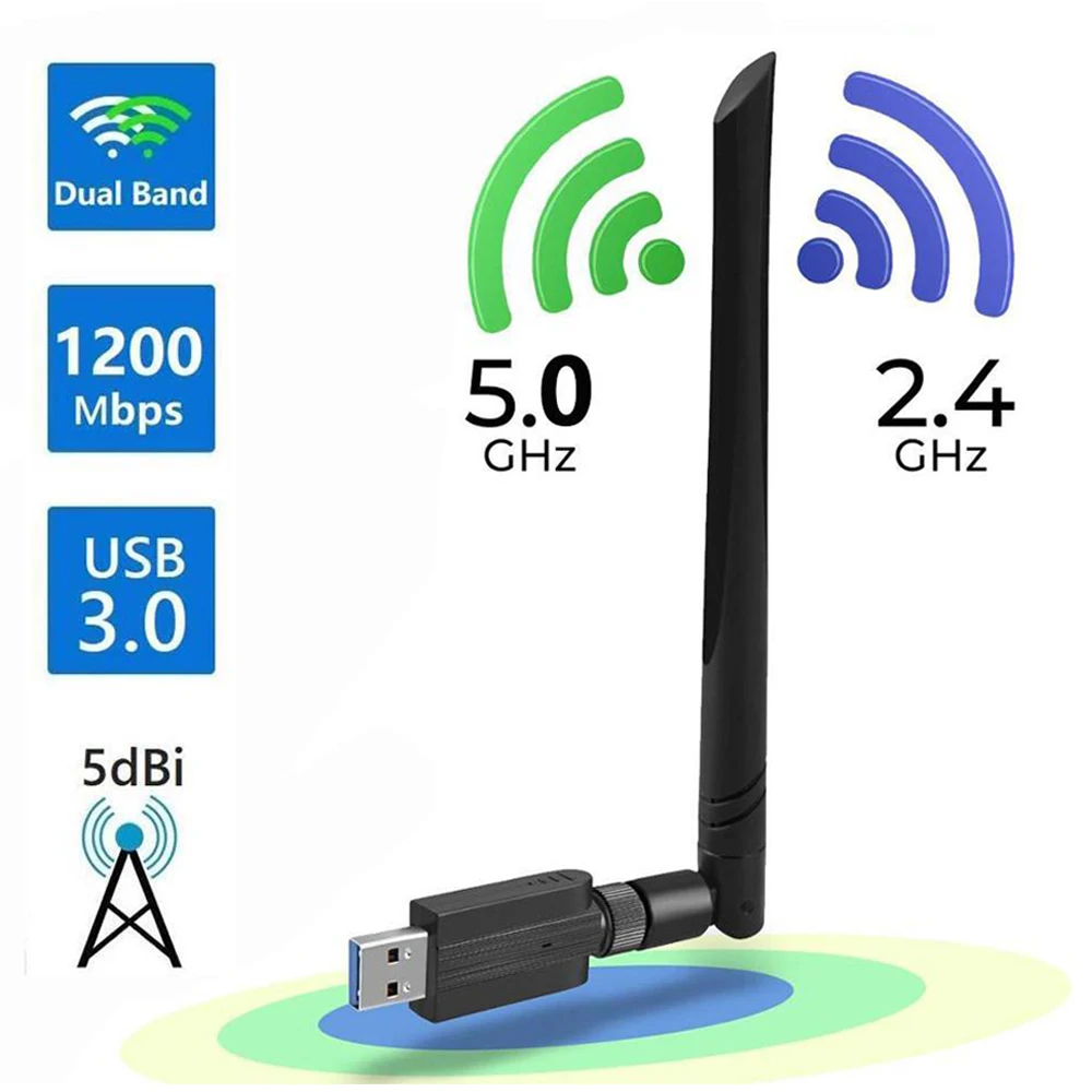 USB 3 0 Wifi адаптер 2 4G 5G Бесплатный драйвер антенна 1200 Мбит/с Ethernet Сетевая карта