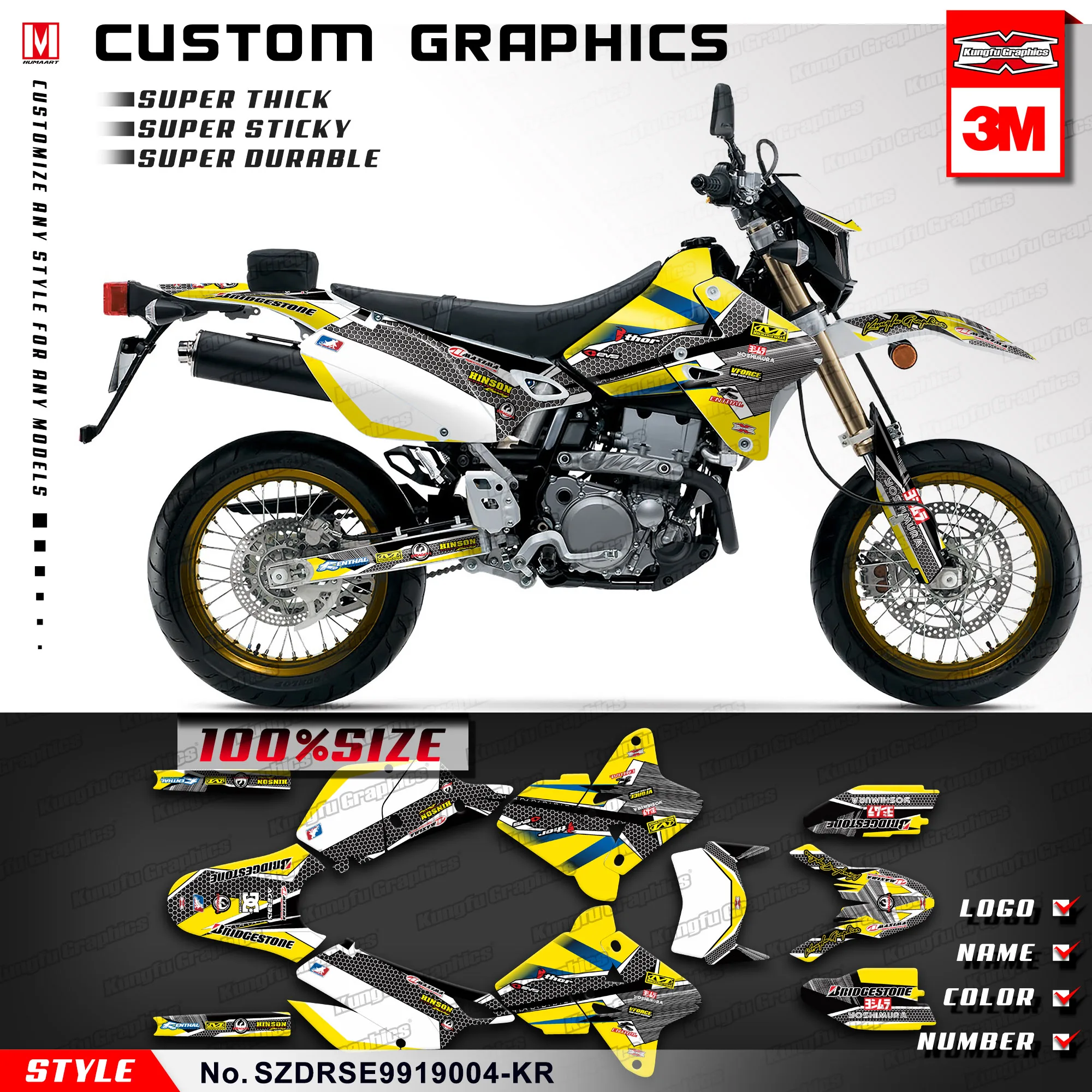 Наклейки для мотоциклистов KUNGFU виниловые наклейки DRZ400SM DRZ 400 E Enduro KLX R - купить по
