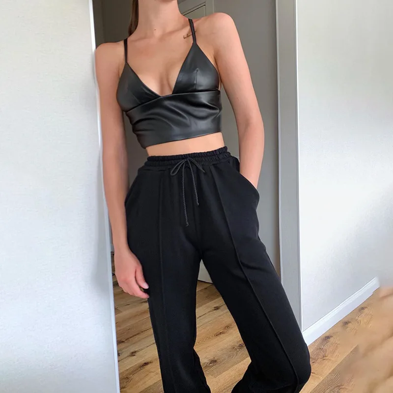 

Concise and casual line defends trousers female fashion loose build bunched foot city elegant in waist cotton trousers