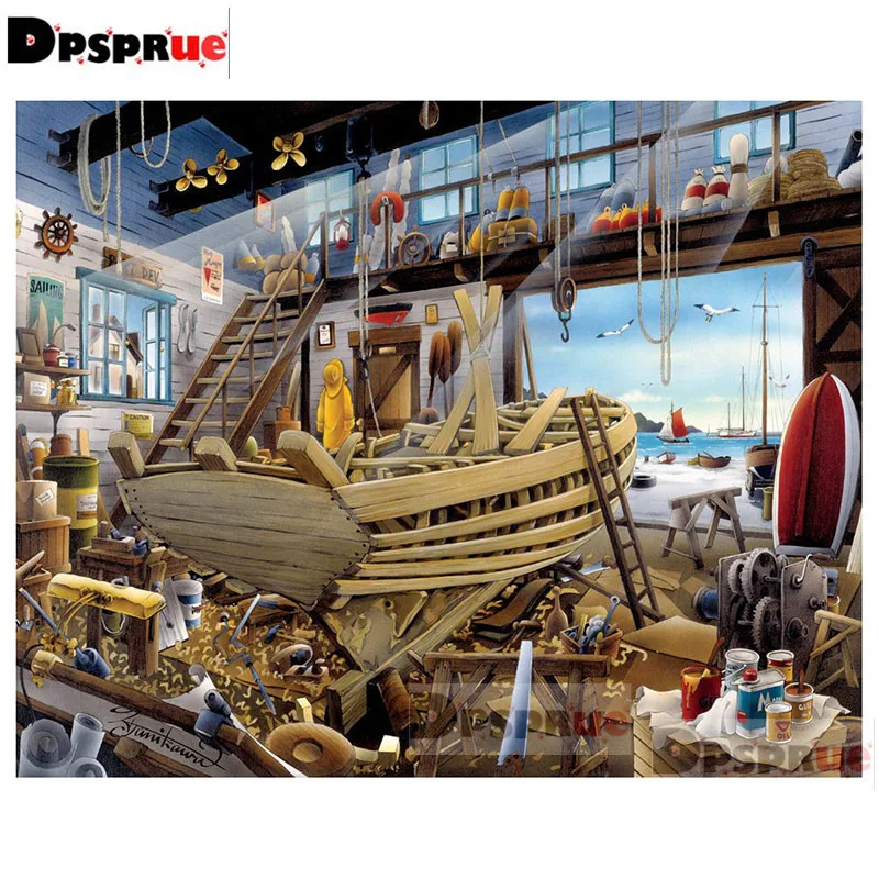 Полноразмерная/круглая алмазная живопись Dpsprue модель корабля вышивка крестиком